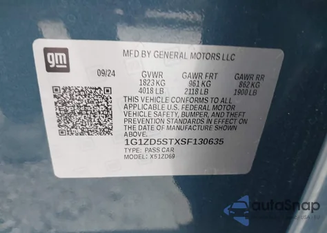 2025 Chevrolet Malibu Fwd 1Lt z USA, uszkodzony, nr VIN 1G1ZD5STXSF130635